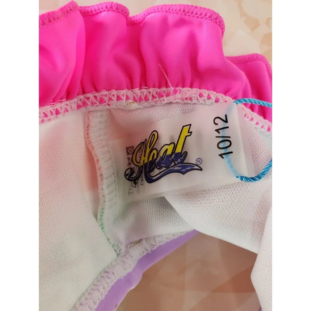 Heat Girls Size 10/12 Rainbow‎ Striped 2 Piece Swimsuit